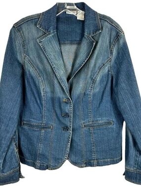 St. John's Bay Blue Fitted Denim Blazer Size 3X